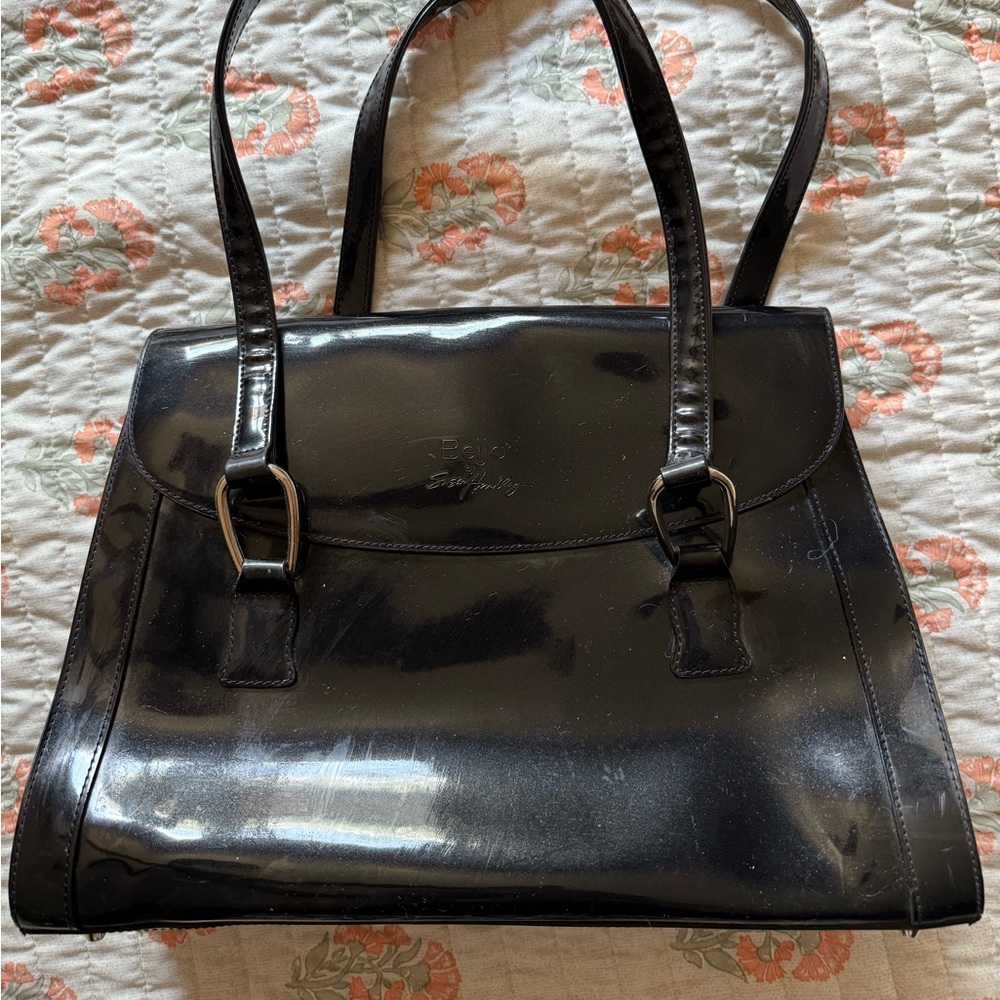 Beijo by Susan Handley Black Patent Leather Handbag